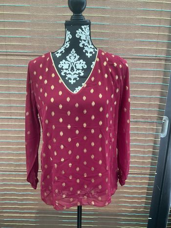 Blouse bordeaux imprimé ovale doré TU (n°7)