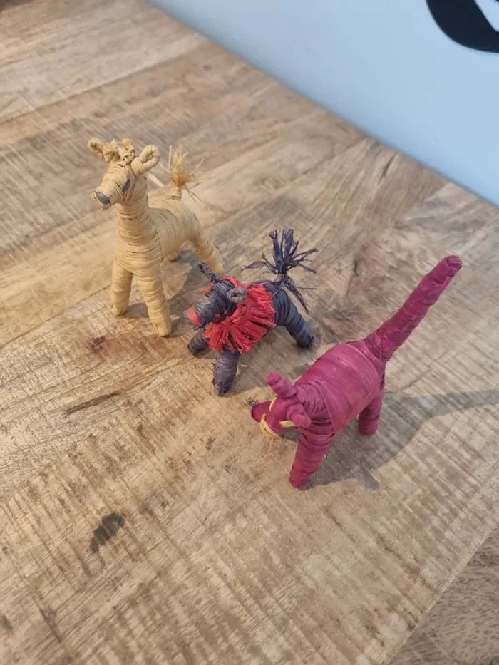Lot de 3 animaux en raphia - photo numéro 2