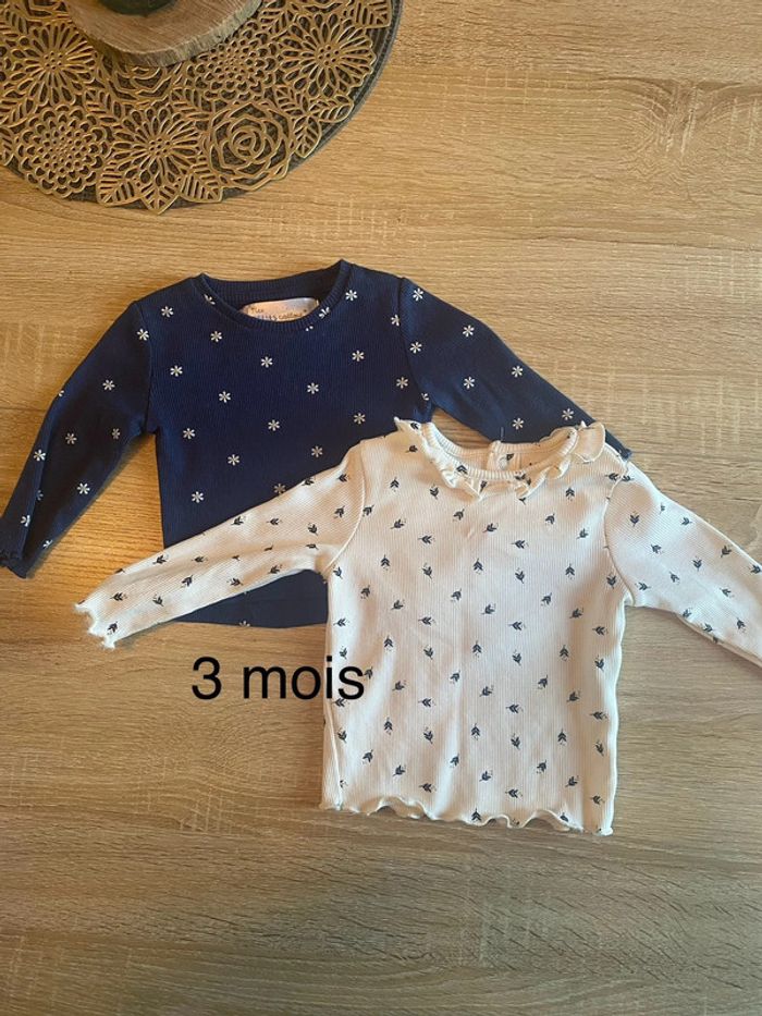 Lot de 2 t-shirt à manches longues - 3 mois