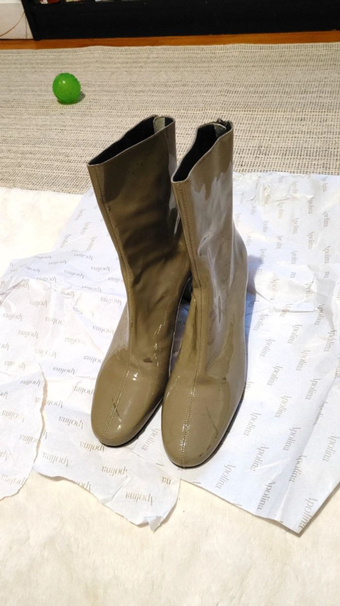 Bottines en cuir 100 % Jonak couleur kaki très bon état - photo numéro 4