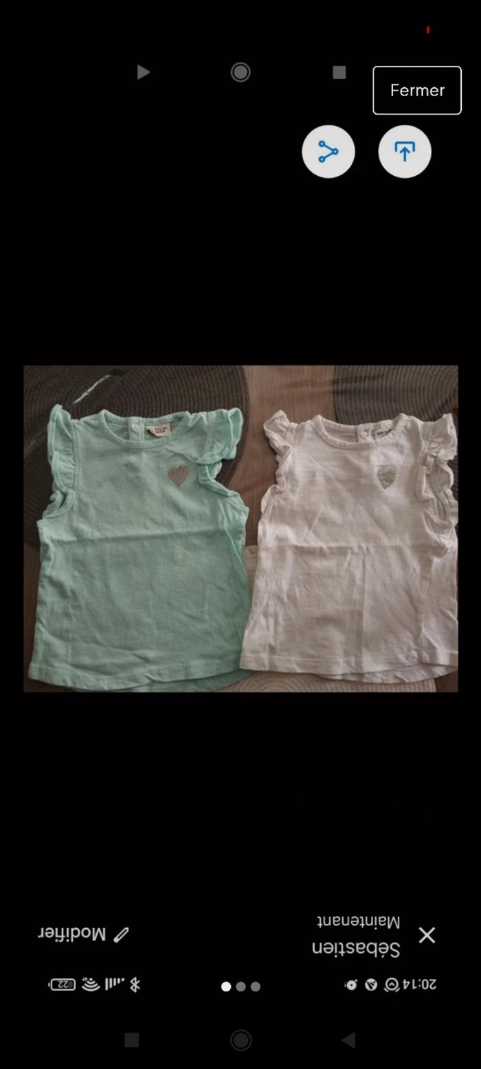 Tee-shirts 6 mois en très bon état tape a l'oeil
