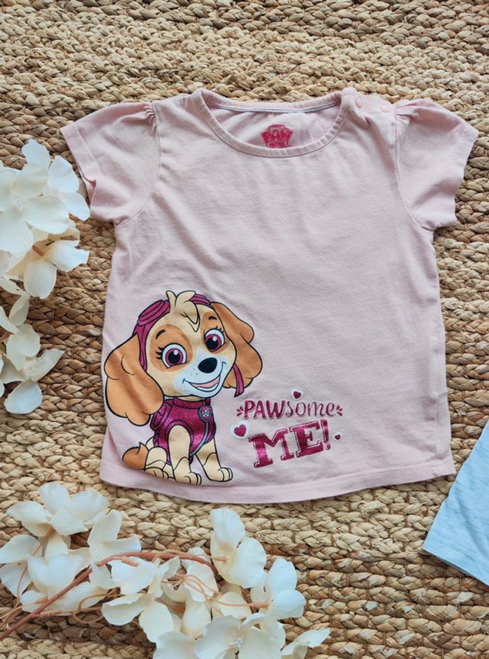 Lot de deux tee-shirts fille 24 mois Pat Patrouille et Peppa Pig - photo numéro 2
