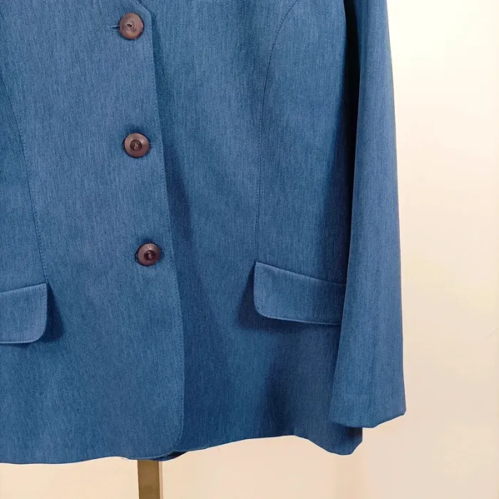 Tailleur vintage bleu Anouk 2 pièces – blazer et jupe boutonnée, taille 44 A1065 - photo numéro 5