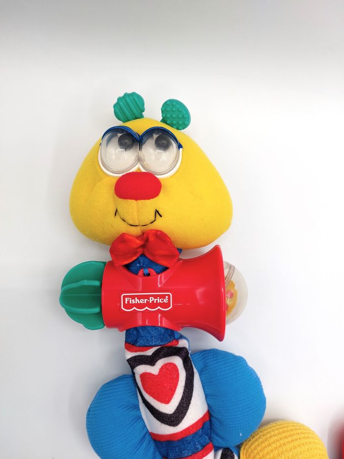 Peluche ancien doudou chenille FISHER PRICE 1998 vintage activités éveil - photo numéro 3