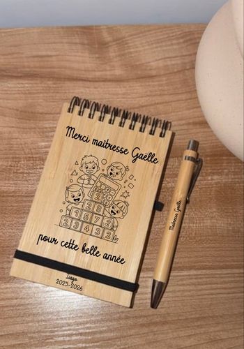 Carnet de notes + stylo en bois personnalisés 