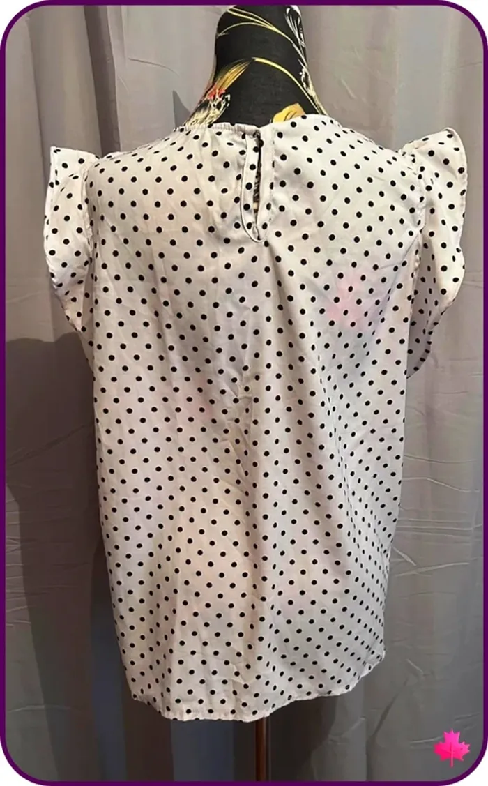🌷magnifique blouse blanche à pois noir🌷 - photo numéro 3