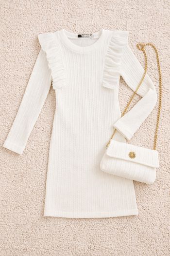 Robe fille blanche élégante à volants du 2 au 14 ans cérémonie fête