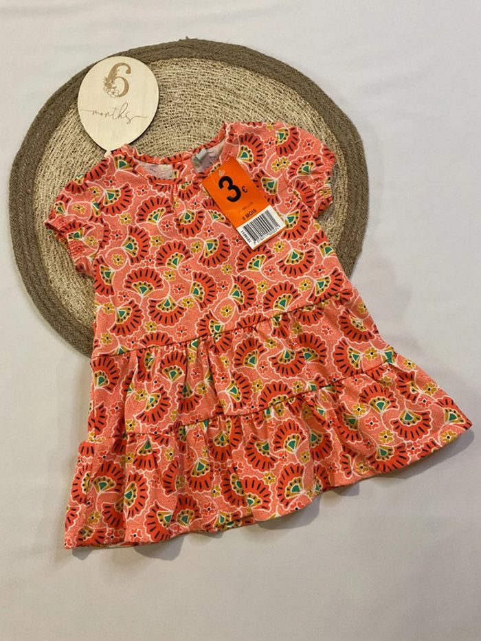 Robe neuve fille orange rose été