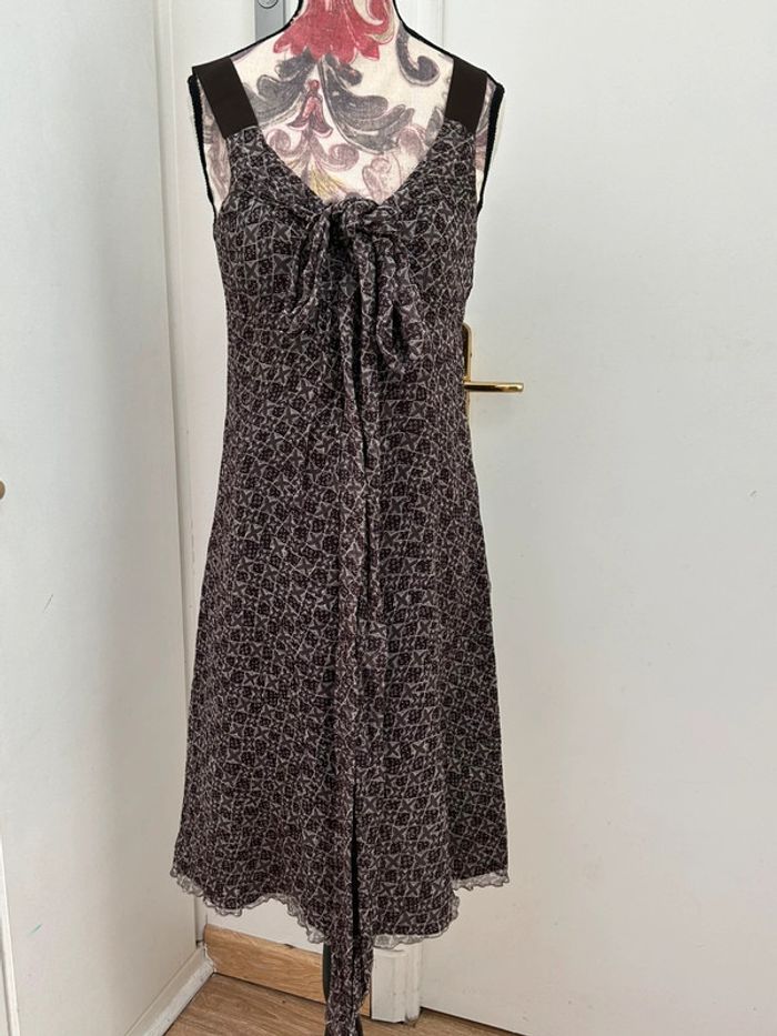 Robe sinequanone marron violine en soie taille 38 été à bretelles