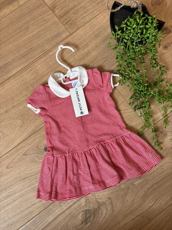 Robe marinière rouge col Claudine petit bateau