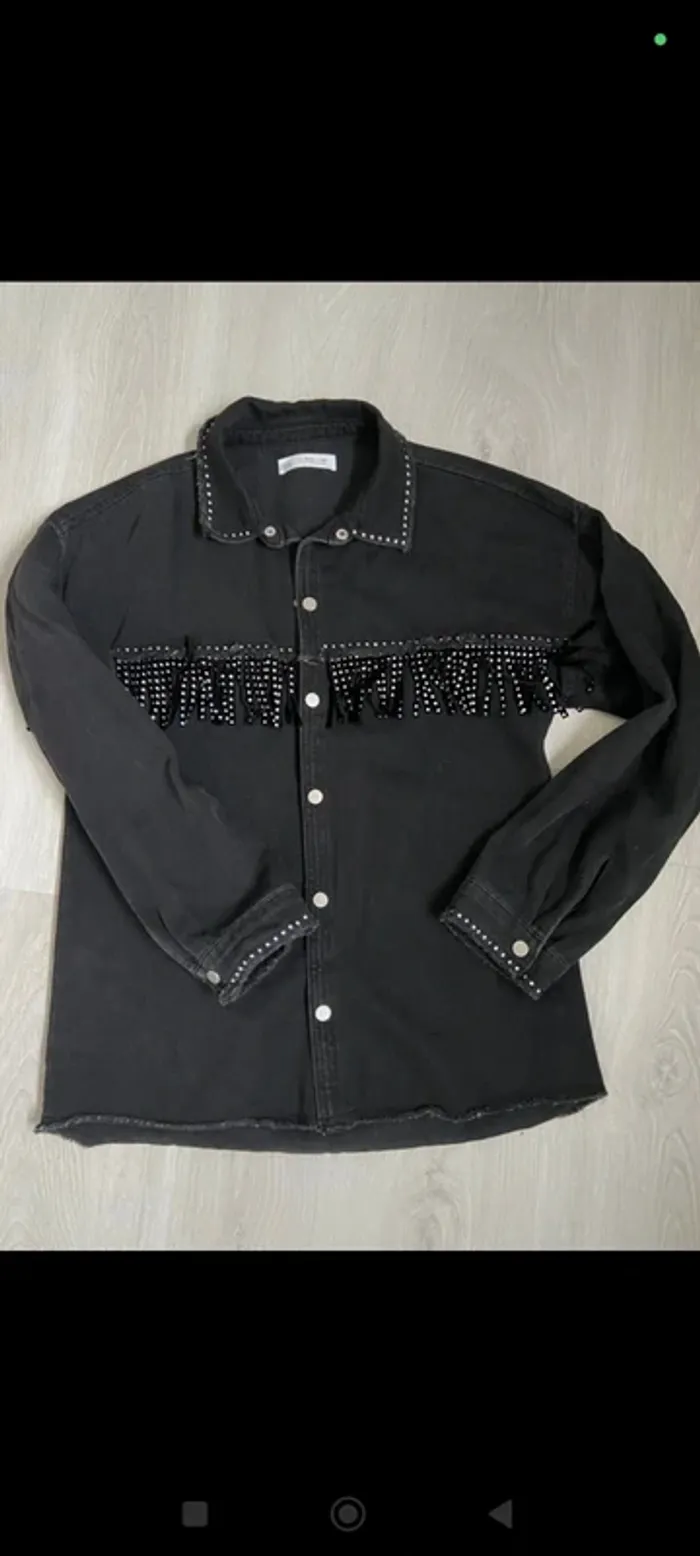 Chemise en jean avec franges à strass Zara XS