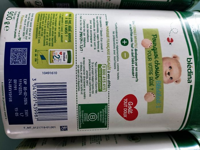 Lot de 3 boites de lait Blédilait 1 - 0 à 6 mois - 2x900g et 1x800g - photo numéro 5