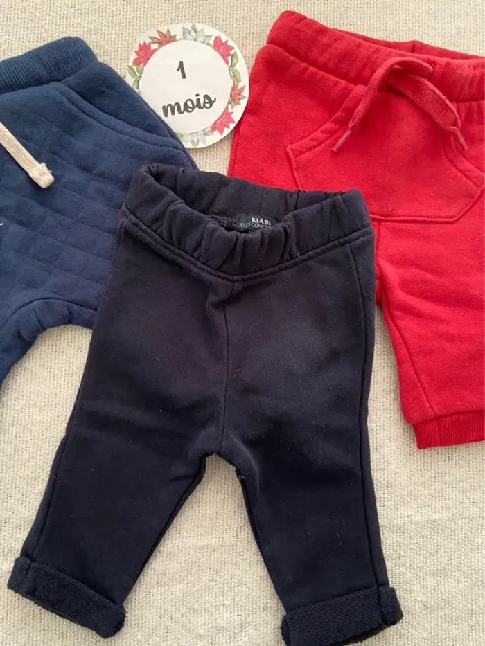 Lot 3 pantalons jogging taille 1 mois - photo numéro 3