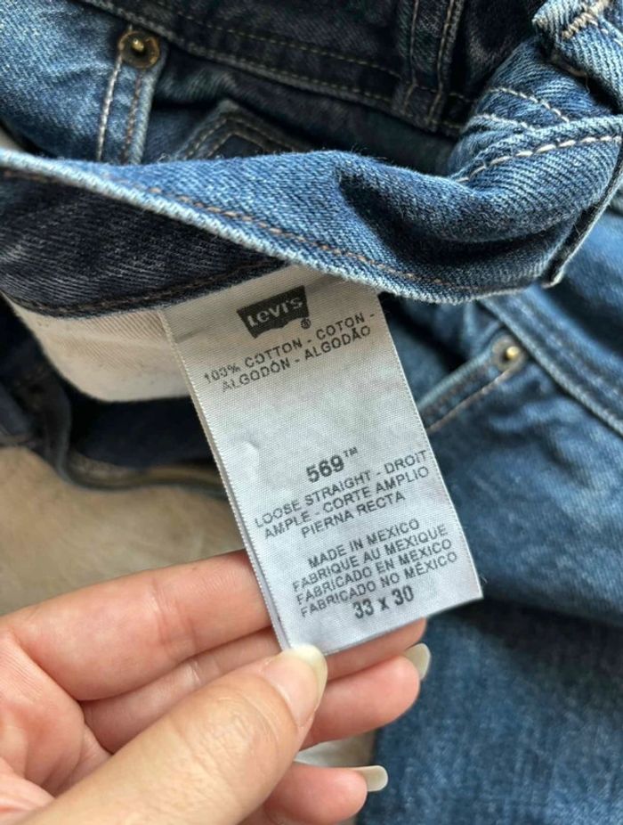 Jean Levi’s 569 loose Straight droit ample homme W33 L30 Made in Mexico bleu foncé L/44 Vintage Y2K - photo numéro 9