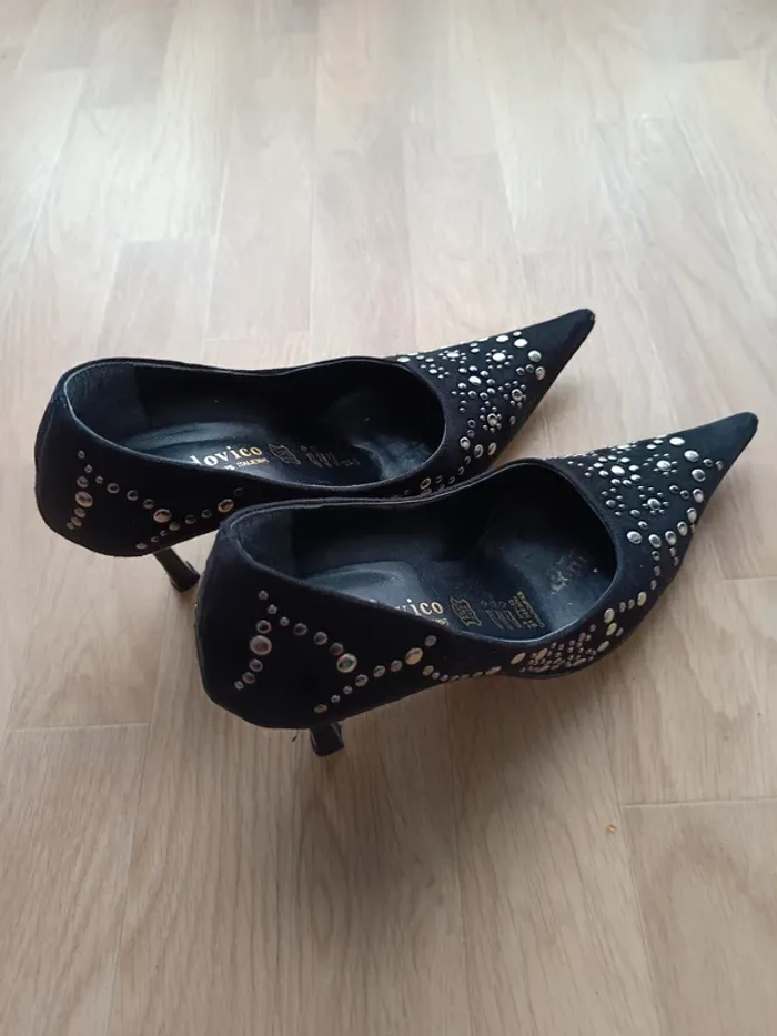 chaussure noir a talon et strass - photo numéro 2