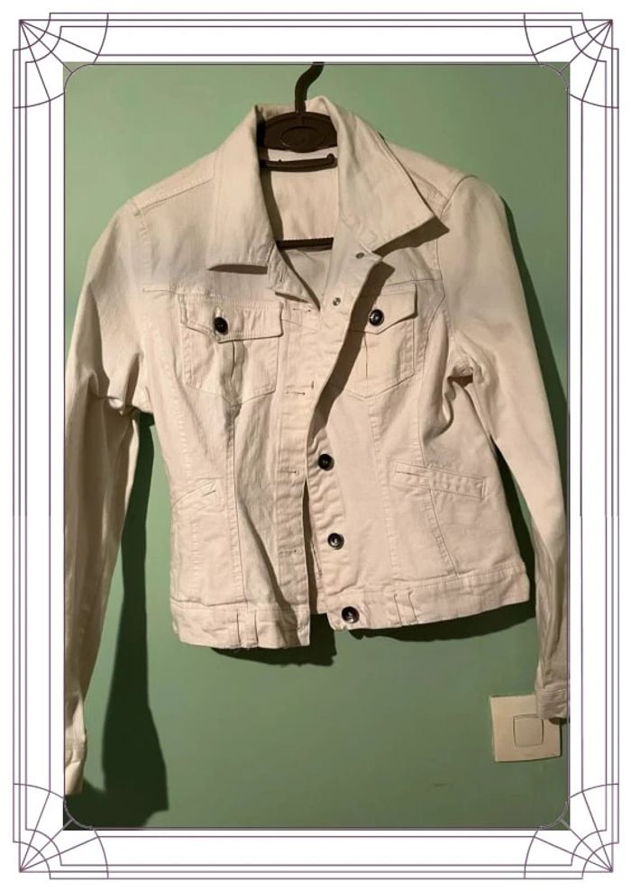 Veste en jean blanc OCCAZ Taille 36 / S - photo numéro 2