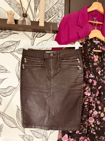 Taille 34 ~ XS jupe coupe tailleur femme Sud Express noire enduite 🌸