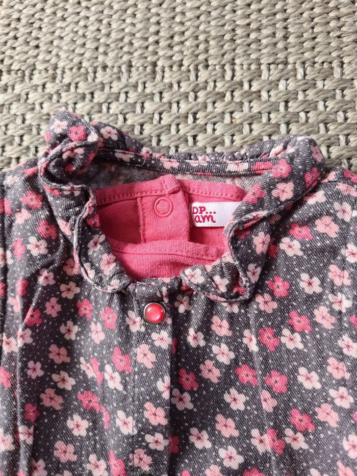 Robe blouse rose motif fleurs - 12 mois - photo numéro 8