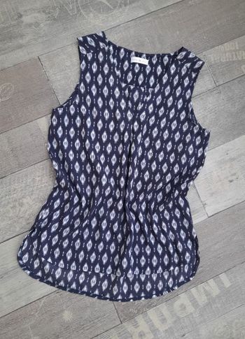 Chemisier / blouse bleue foncé et blanc - Cache Cache