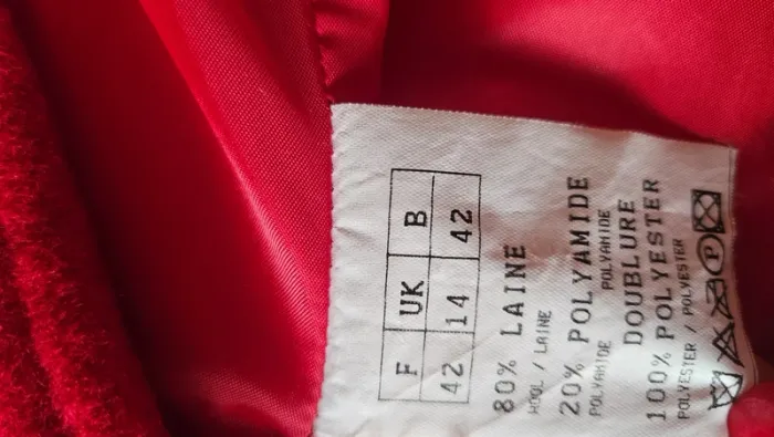 Manteau rouge bordeaux laine femme- T42/44- coupe droite- chaud et confortable - photo numéro 5