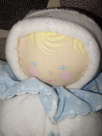 Doudou petite poupée Corolle bleue vintage propre