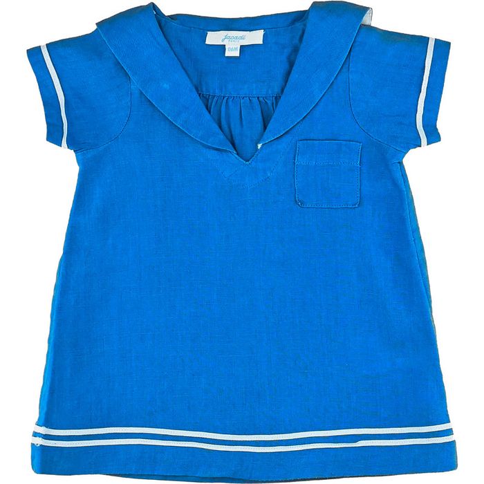 Robe à manches courtes 6 mois en lin et coton Jacadi