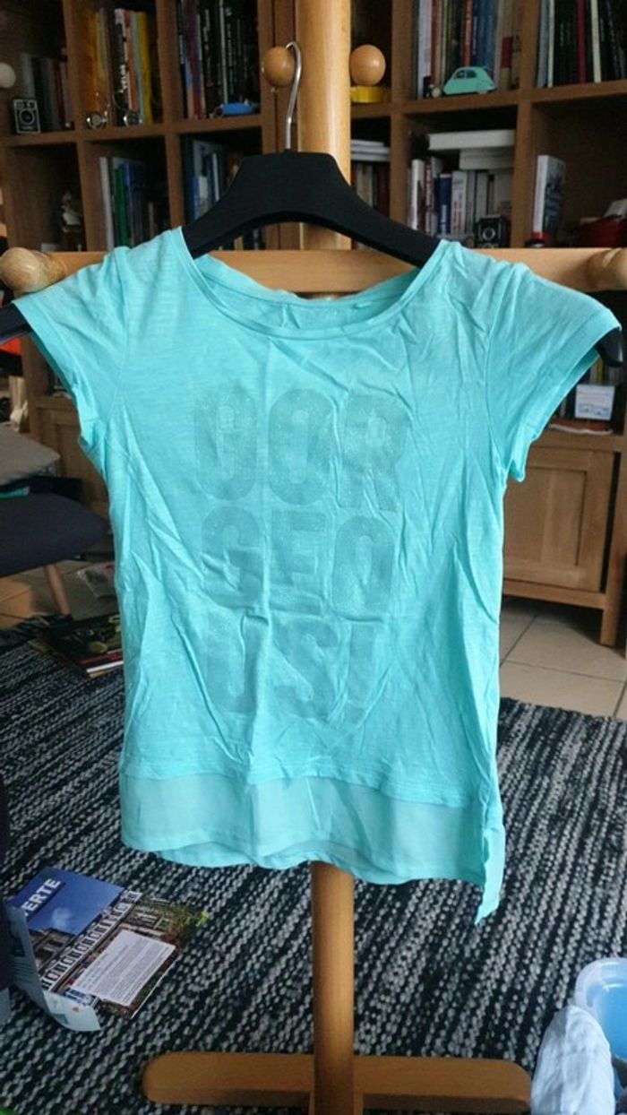 T shirt vert d'eau neuf fille