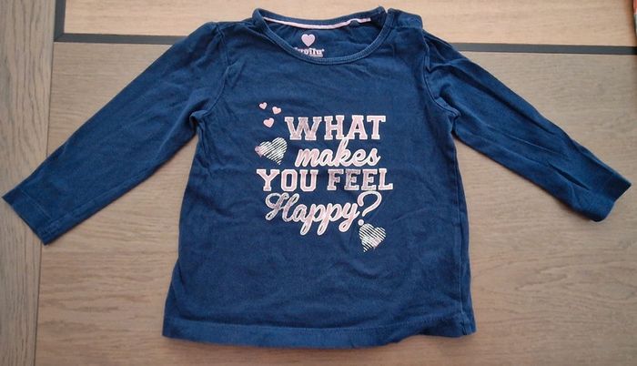 Tee shirt bleu marine What you make feel happy 12 à 24 mois
