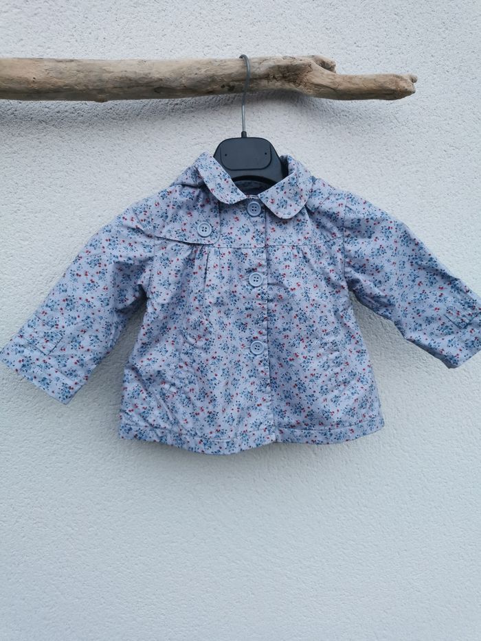 Trench court bébé fille bleu motif liberty 18 mois boutchou excellent état