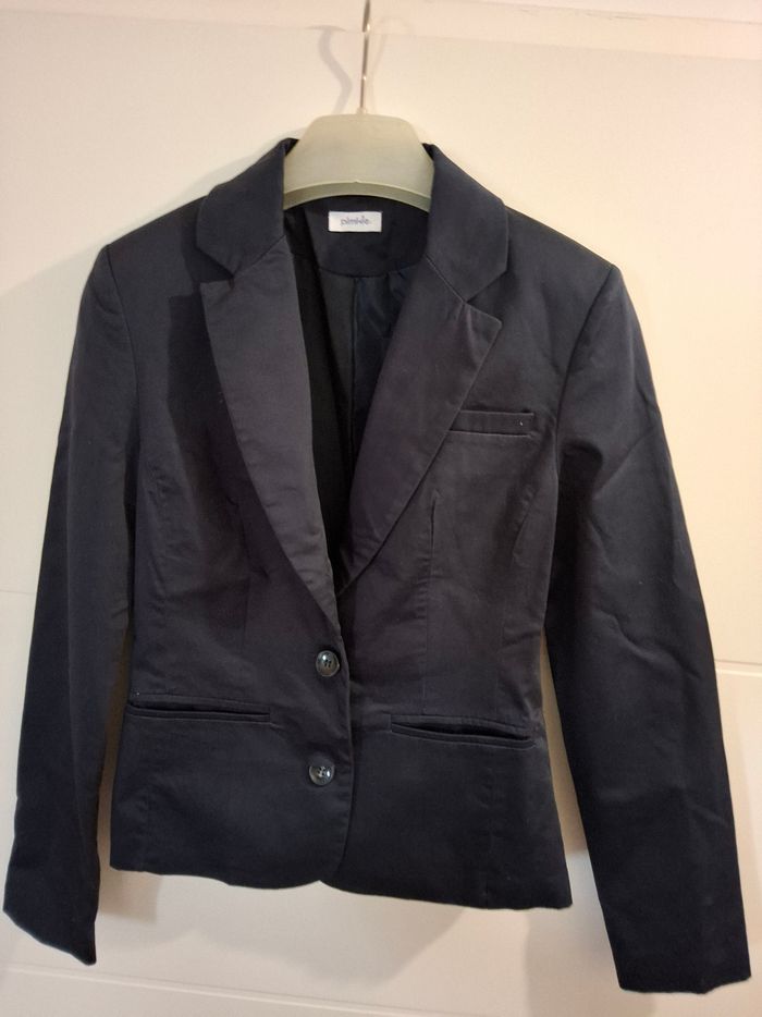Veste de tailleur cintrée bleue marine