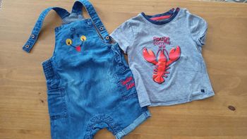 Salopette en jean + tee shirt 18 mois