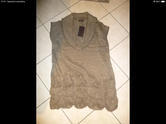 robe tunique en laine large col clouté excellente qualité DANNY 46 au 50