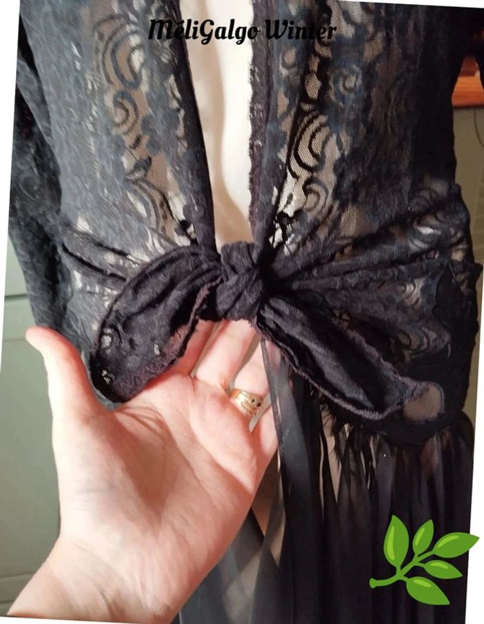 🌹Long Déshabillé/Nuisette Dentelle & Voile Pièce Vintage Natori T38/40🌹 - photo numéro 5