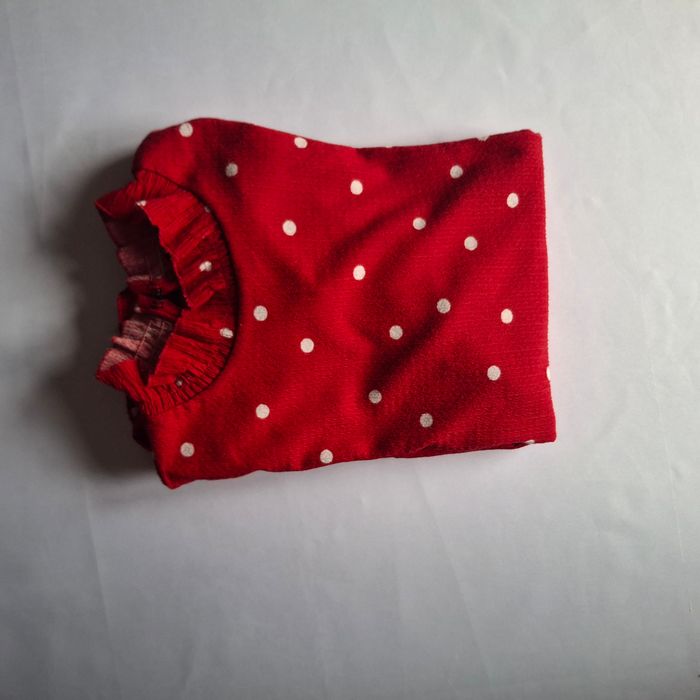 Blouse fluide rouge à pois blanc – Col montant froncé - Manches longues - Taille XS/S/M - Naf Naf - photo numéro 3