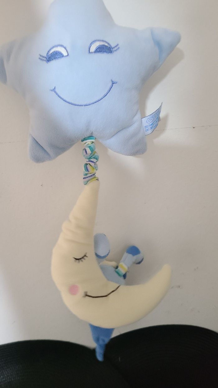 Doudou musical étoile lapin bleu blanc sur lune GIPSY - photo numéro 4