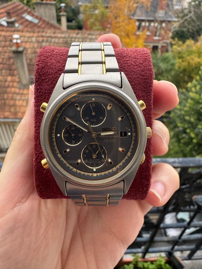 Montre Seiko Chronograph SQ100 – Quartz – Titane & Or – Pile neuve