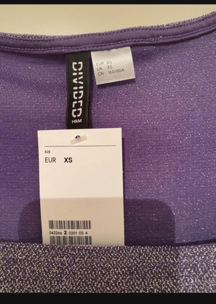Top xs brillant manches longues H&M neuf - photo numéro 2