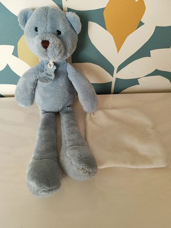 Doudou ourson nounours ours bleu mouchoir histoire d'ours