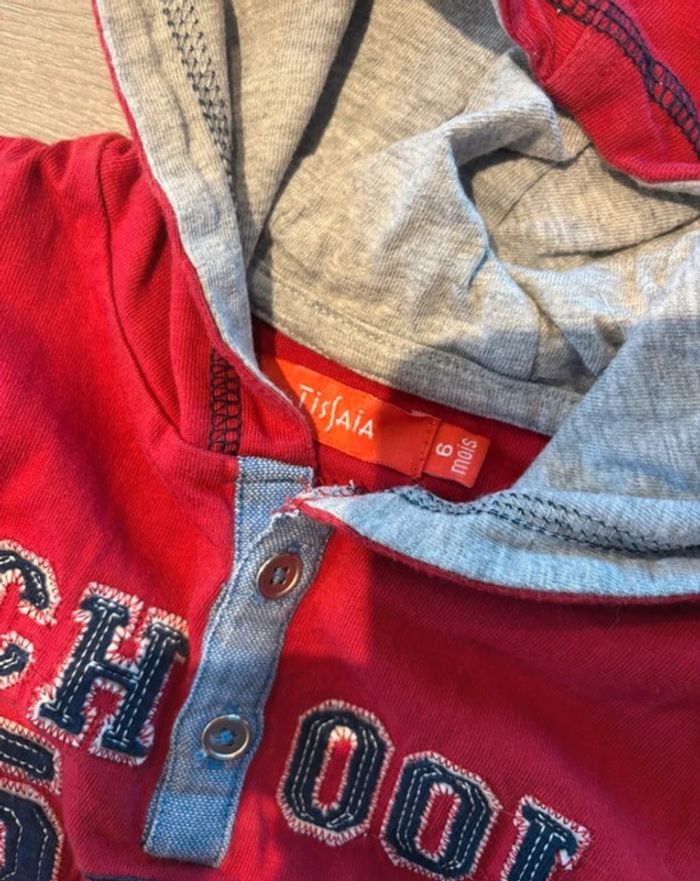 T-shirt manches longues a capuche 6 mois tissaia - photo numéro 3