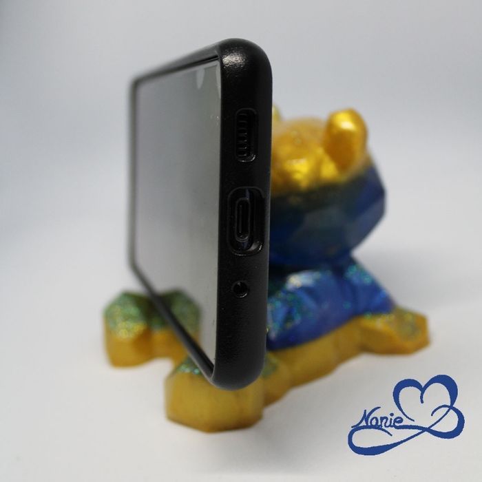 Nounours support téléphone bleu et jaune 🧸 - photo numéro 2
