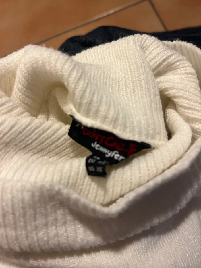 Superbe pull vintage col roulé blanc - taille Xs - neuf - photo numéro 2