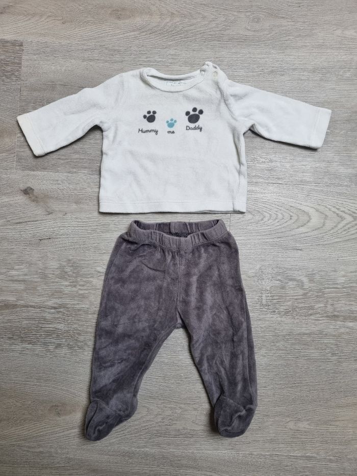 ​Pyjama Bébé 6 Mois Velours "Mummy Me Daddy" Chaud Hiver Tres Bonne Etat