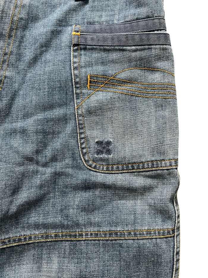 Short Baggy/ Bermuda/ jort vintage Oxbow Y2K en jean bleu avec logo broder et broderie - Taille w30 - photo numéro 6