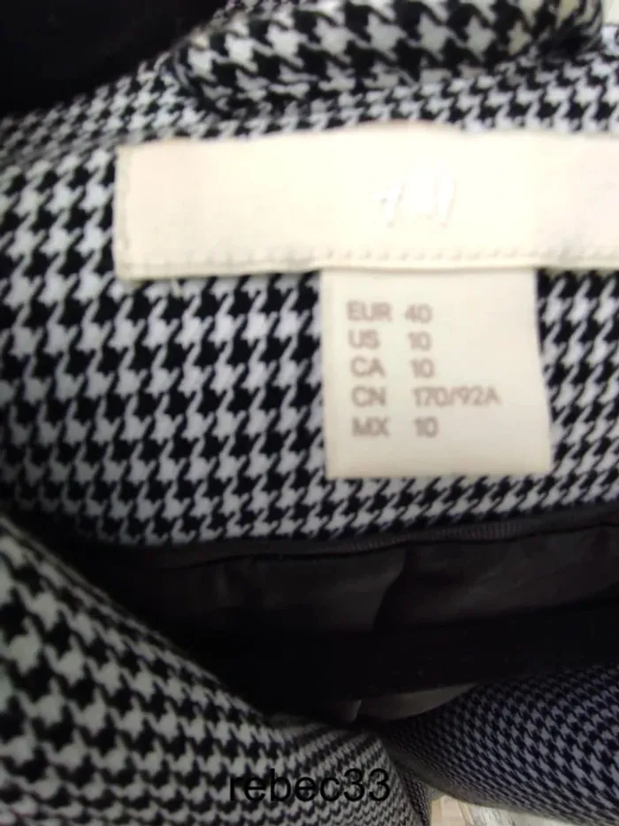 Veste blazer ajusté pied de poule h&m noir et blanc - photo numéro 6