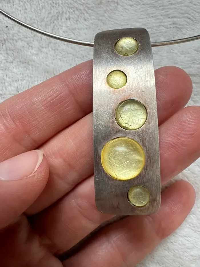 Collier ras de cou argenté pierres vert/jaune Fairygrunge y2k - photo numéro 6