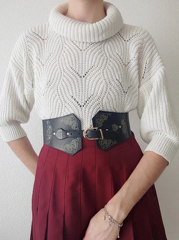 Pull 3/4 blanc ivoire côtelé ajouré fairycore - 36/S à 38/M