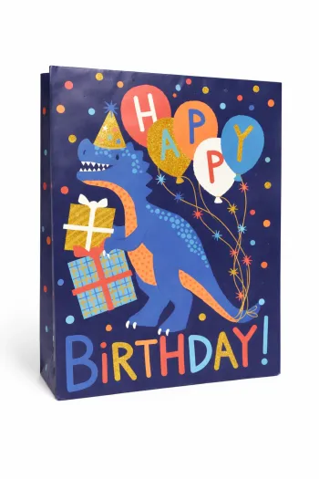 Sac cadeaux Voila « Joyeux anniversaire » motif dinosaures ballon cadeaux 33 x 45,5 x 13 cm Neuf