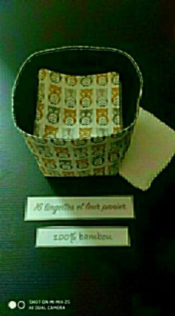 16 lingettes lavables, neuf et son panier