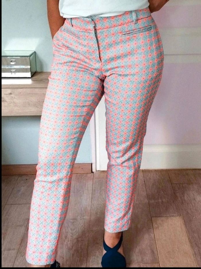 Pantalon Chino - Bleu Corail fluo  -  fleuri  - Paul&Joe  - T40  - Parfait  état