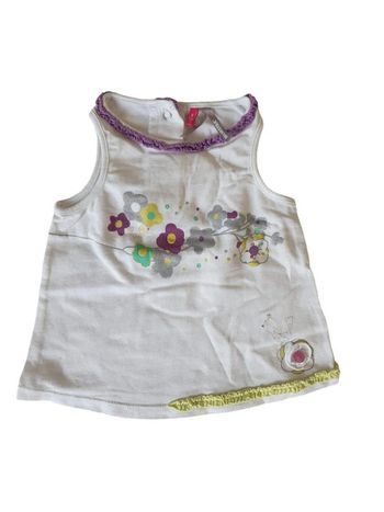 Haut debardeur blanc fleurs violet bébé fille 9 mois orchestra